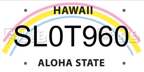 SL0T960 Hawaii License Plate