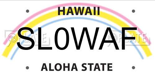 SL0WAF Hawaii License Plate