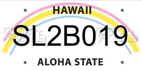 SL2B019 Hawaii License Plate