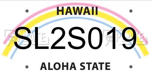 SL2S019 Hawaii License Plate