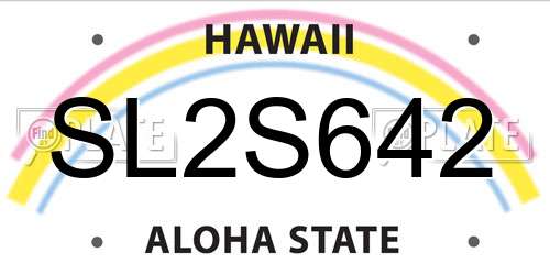 SL2S642 Hawaii License Plate