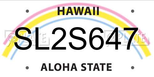 SL2S647 Hawaii License Plate