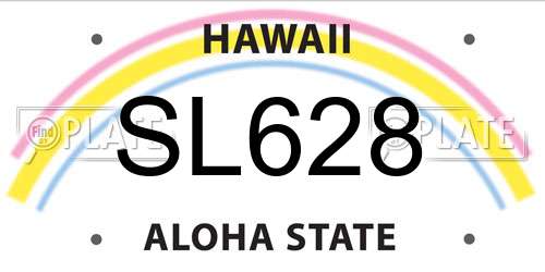SL628 Hawaii License Plate