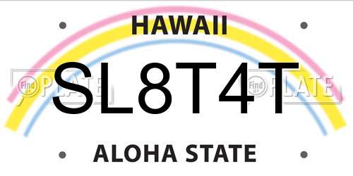 SL8T4T Hawaii License Plate