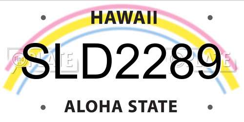 SLD2289 Hawaii License Plate