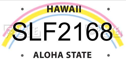 SLF2168 Hawaii License Plate