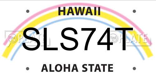 SLS74T Hawaii License Plate