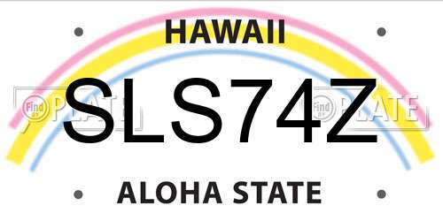 SLS74Z Hawaii License Plate