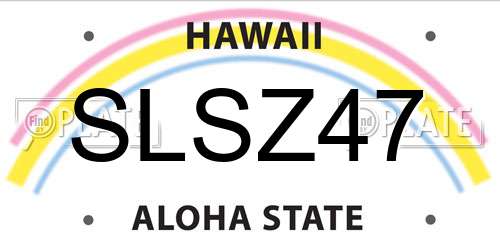 SLSZ47 Hawaii License Plate