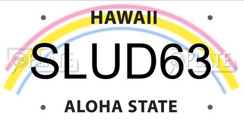 SLUD63 Hawaii License Plate