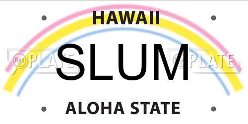 SLUM Hawaii License Plate
