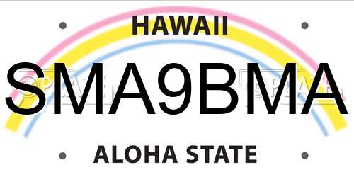 SMA9BMA Hawaii License Plate