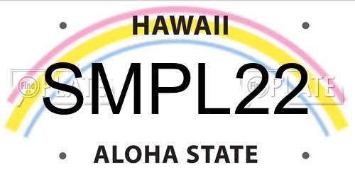 SMPL22 Hawaii License Plate