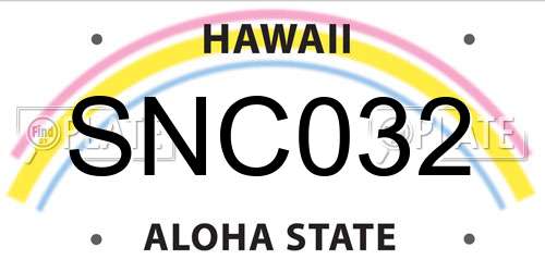 SNC032 Hawaii License Plate