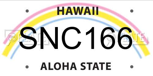 SNC166 Hawaii License Plate
