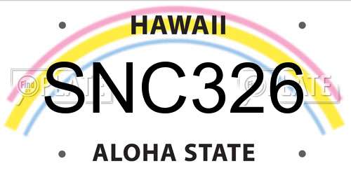 SNC326 Hawaii License Plate