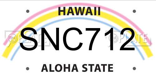 SNC712 Hawaii License Plate