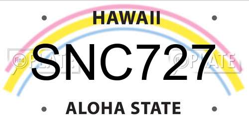 SNC727 Hawaii License Plate