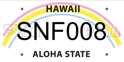 SNF008 Hawaii License Plate