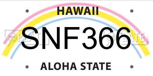 SNF366 Hawaii License Plate