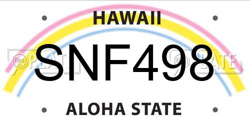 SNF498 Hawaii License Plate