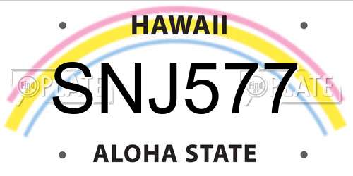SNJ577 Hawaii License Plate