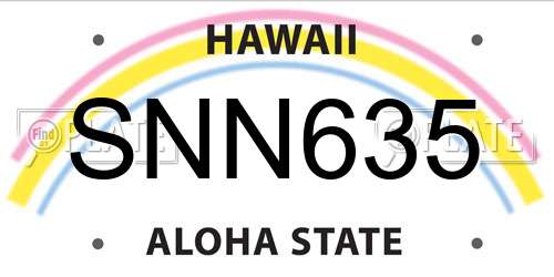 SNN635 Hawaii License Plate
