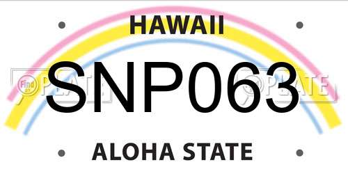 SNP063 Hawaii License Plate