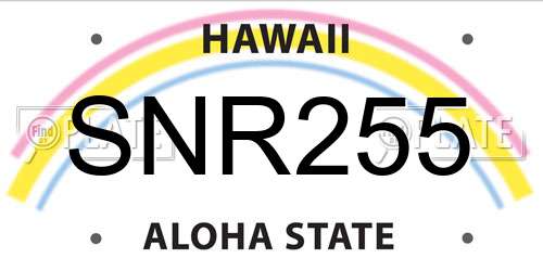 SNR255 Hawaii License Plate