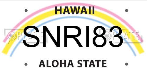 SNRI83 Hawaii License Plate