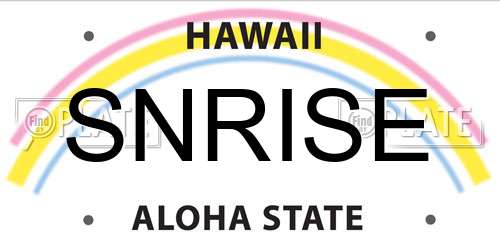 SNRISE Hawaii License Plate