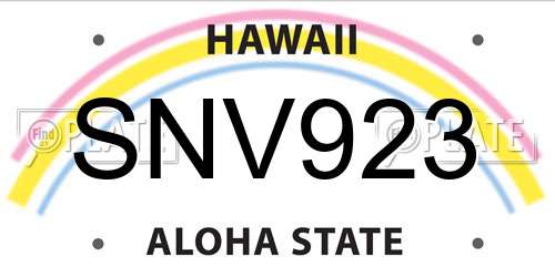 SNV923 Hawaii License Plate