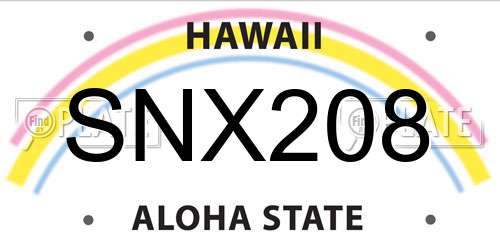 SNX208 Hawaii License Plate