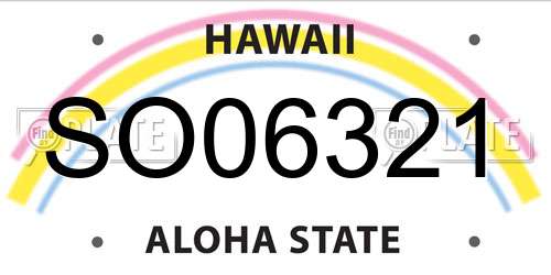 SO06321 Hawaii License Plate
