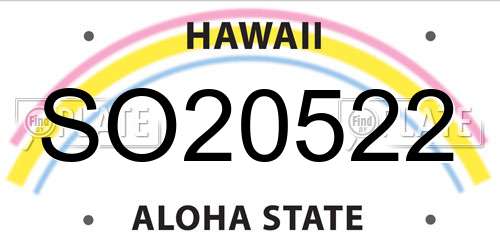 SO20522 Hawaii License Plate