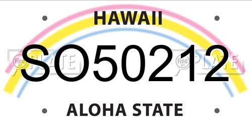 SO50212 Hawaii License Plate