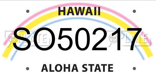 SO50217 Hawaii License Plate