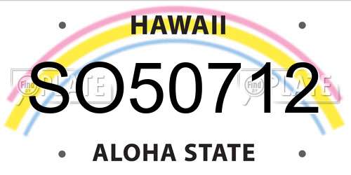 SO50712 Hawaii License Plate