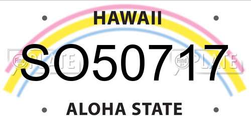 SO50717 Hawaii License Plate