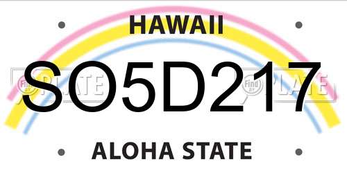 SO5D217 Hawaii License Plate