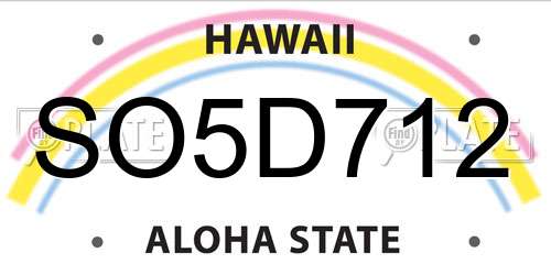 SO5D712 Hawaii License Plate