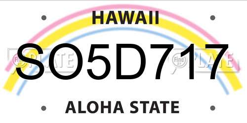 SO5D717 Hawaii License Plate