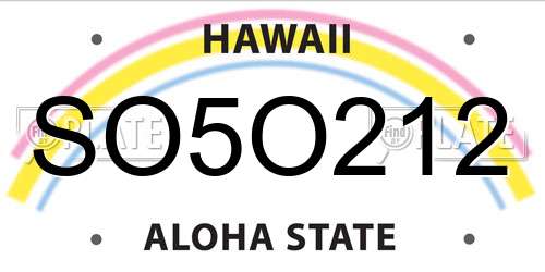 SO5O212 Hawaii License Plate