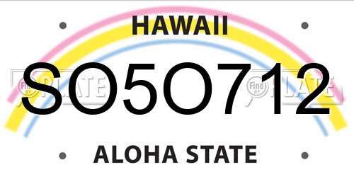 SO5O712 Hawaii License Plate