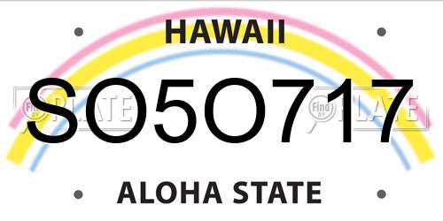 SO5O717 Hawaii License Plate