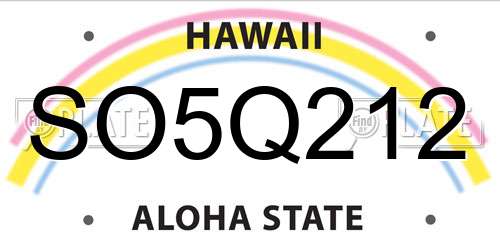 SO5Q212 Hawaii License Plate