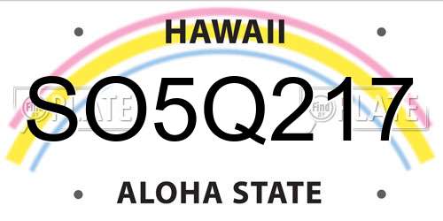 SO5Q217 Hawaii License Plate