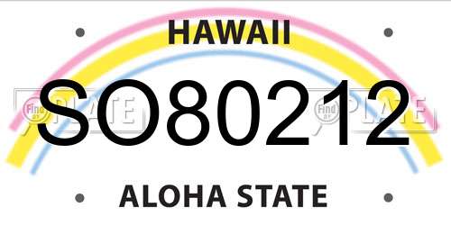 SO80212 Hawaii License Plate