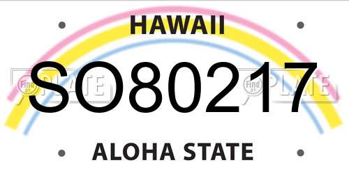 SO80217 Hawaii License Plate