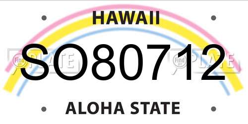 SO80712 Hawaii License Plate